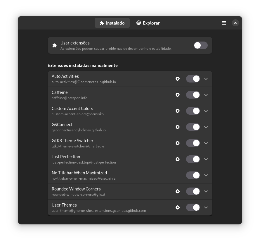Extensions screenshot